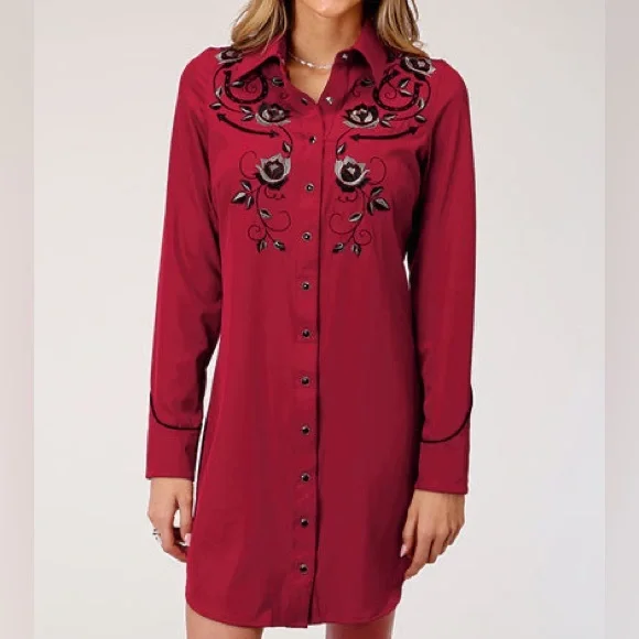 Roper Womens Dress Old West Collection with Embroidery - Red - Picture 1 of 14